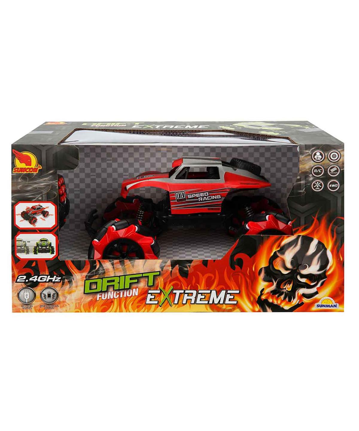 Kumandalı Arabalar, Sunman, Suncon 1:16 Speed Racing USB Şarjlı Uzaktan Kumandalı Araba 25 cm 25383 Kırmızı