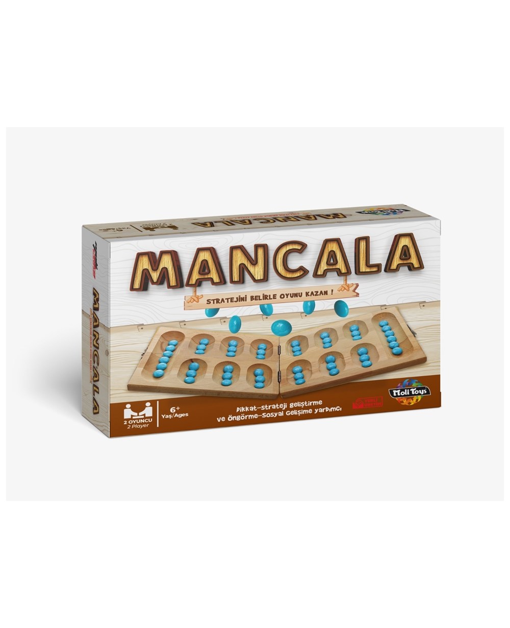 Kutu Oyunları, Moli Toys, Moli Mancala Strateji Oyunu - Ahşap Katlanır Kapaklı