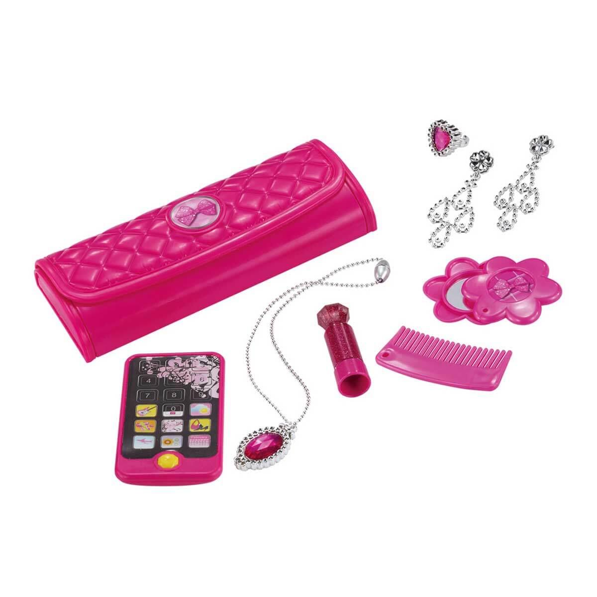 Makyaj ve Güzellik Setleri, Sunman, Pretty Pinky Çantalı Güzellik Oyun Seti 15605 Kolye ve Pembe Telefon