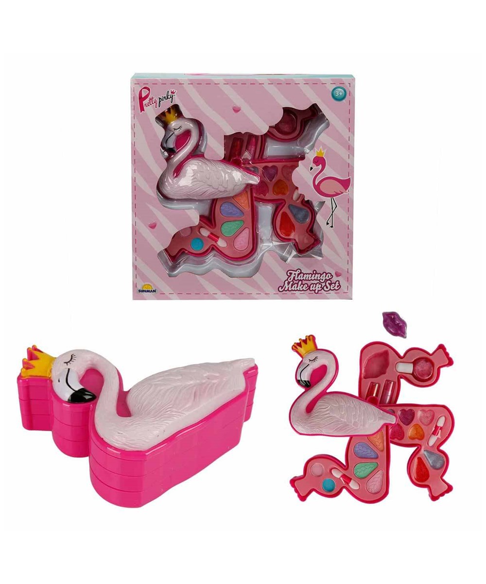 Makyaj ve Güzellik Setleri, Sunman, Pretty Pinky Flamingo Şekilli 3 Katlı Makyaj Güzellik Seti