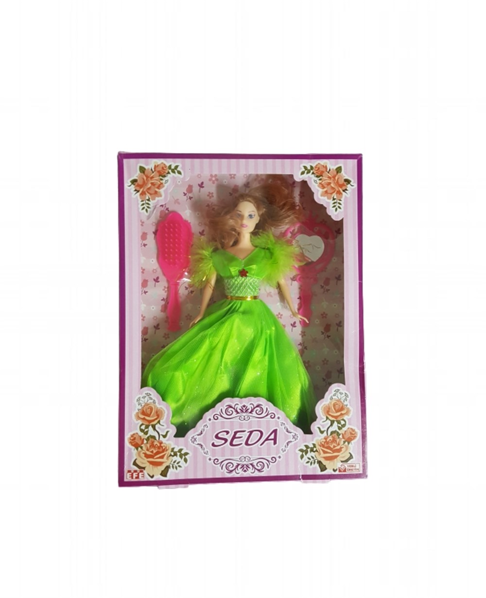 8697445902680, Manken Bebekler, Efe Toys, Aksesuarlı Manken Bebek Seda Yeşil Elbiseli 02680