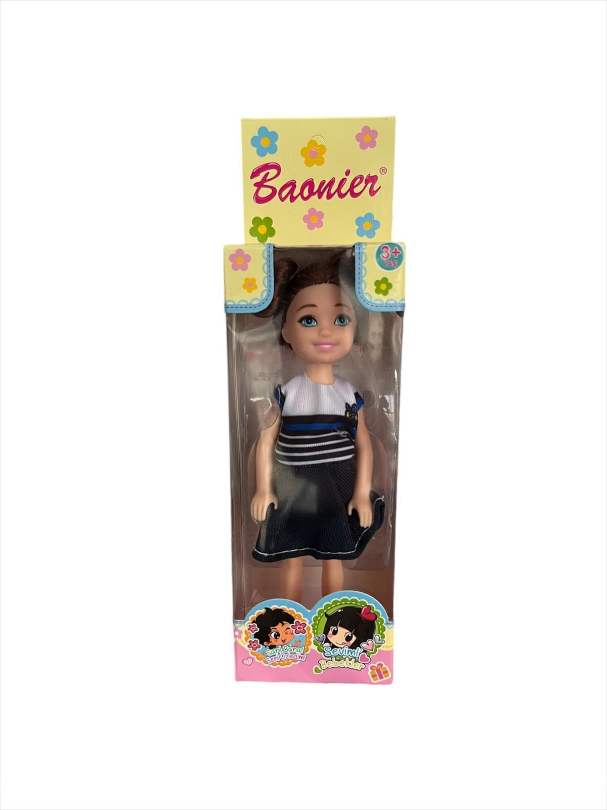 Manken Bebekler, MEGA OYUNCAK, Baonier Tekli Kız Bebek 85801 Kahverengi Saçlı Mavi Kot Etekli