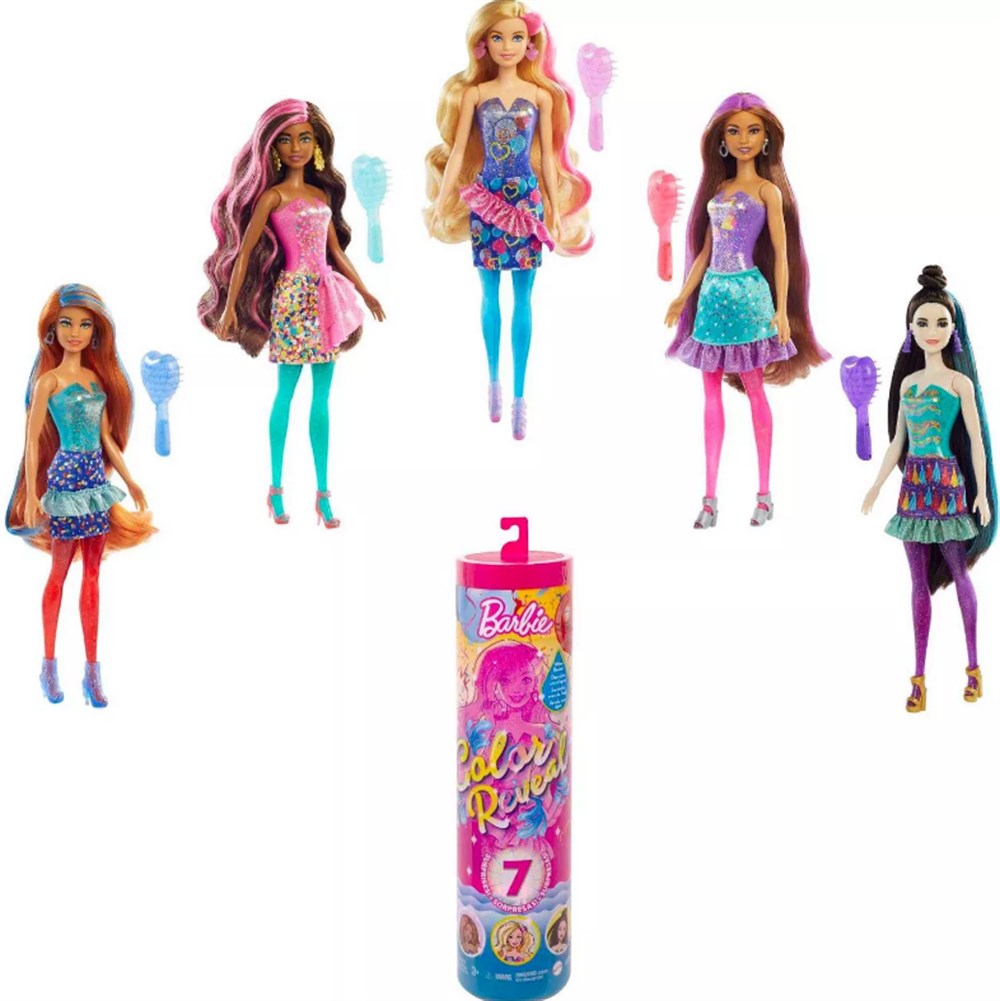 Manken Bebekler, Barbie, Barbie Color Reveal Renk Değiştiren Sürpriz Barbie Parti Serisi - Seri 4 GWC58