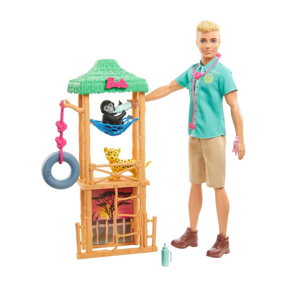 Manken Bebekler, Barbie, Barbie Ken ve Meslekleri Oyun Setleri GJM32 GJM33 Vahşi Doğa Veterineri