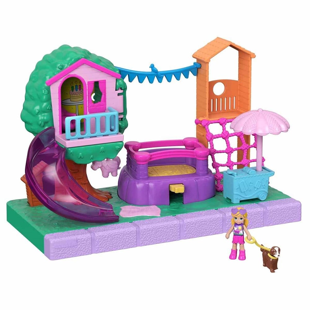 Manken Bebekler, Barbie, Polly Pocket Pollyville Açık Hava Oyun Setleri GTM66 GTM67 Oyun Parkı Macerası