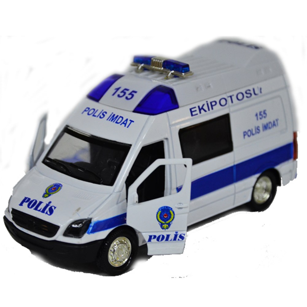 Metal Polis Ekip Arabası Çek-Bırak Sesli Işıklı