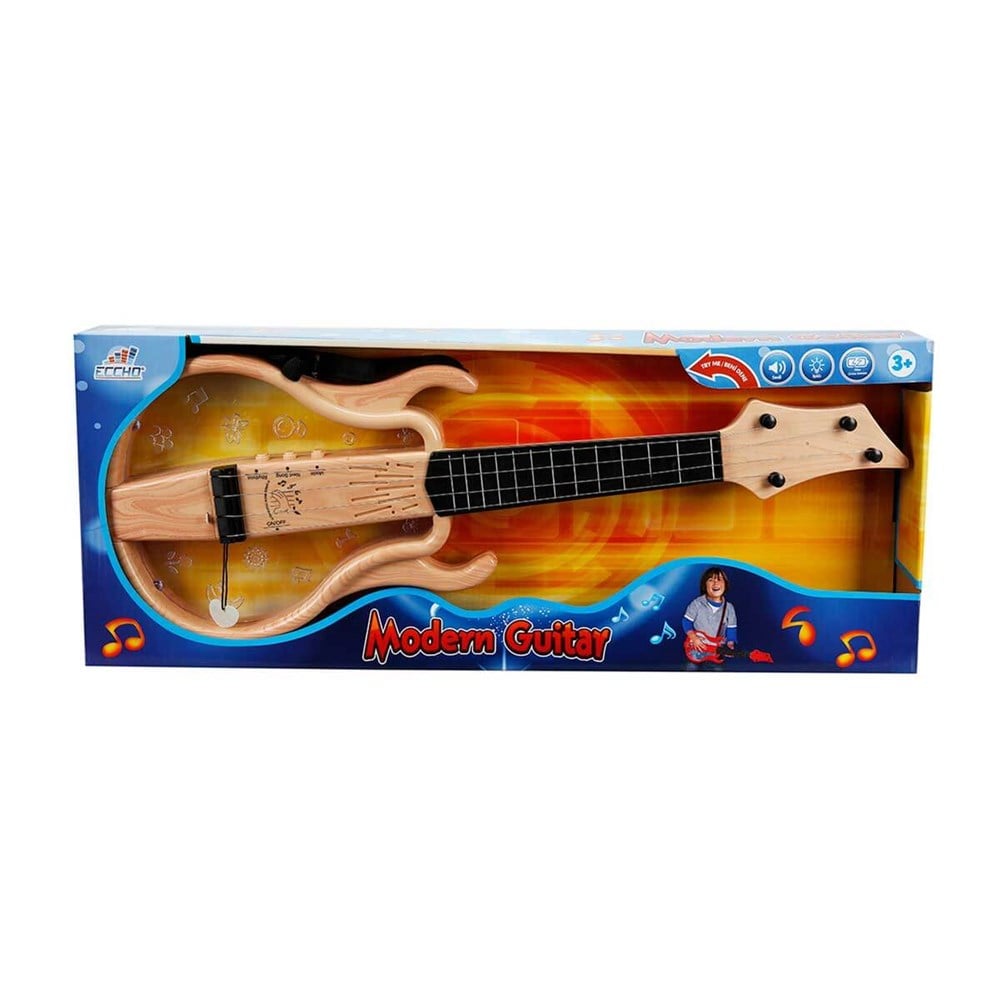Müzik Aletleri, Sunman, Işıklı ve Müzikli Gerçek Telli Gitar 66999 Ahşap Renkli