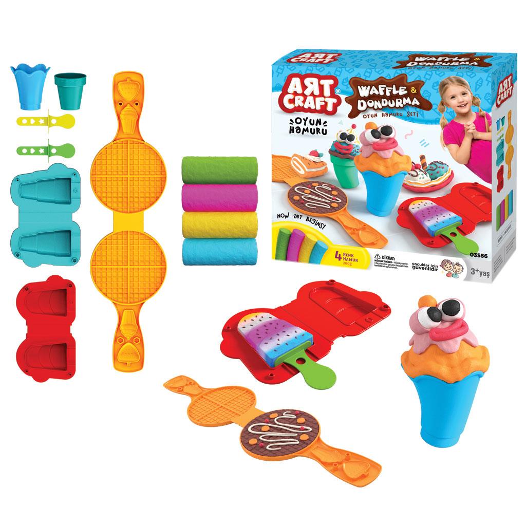 Oyun Hamuru ve Slime, Dede, Art Craft Waffle Dondurma Oyun Hamuru Seti