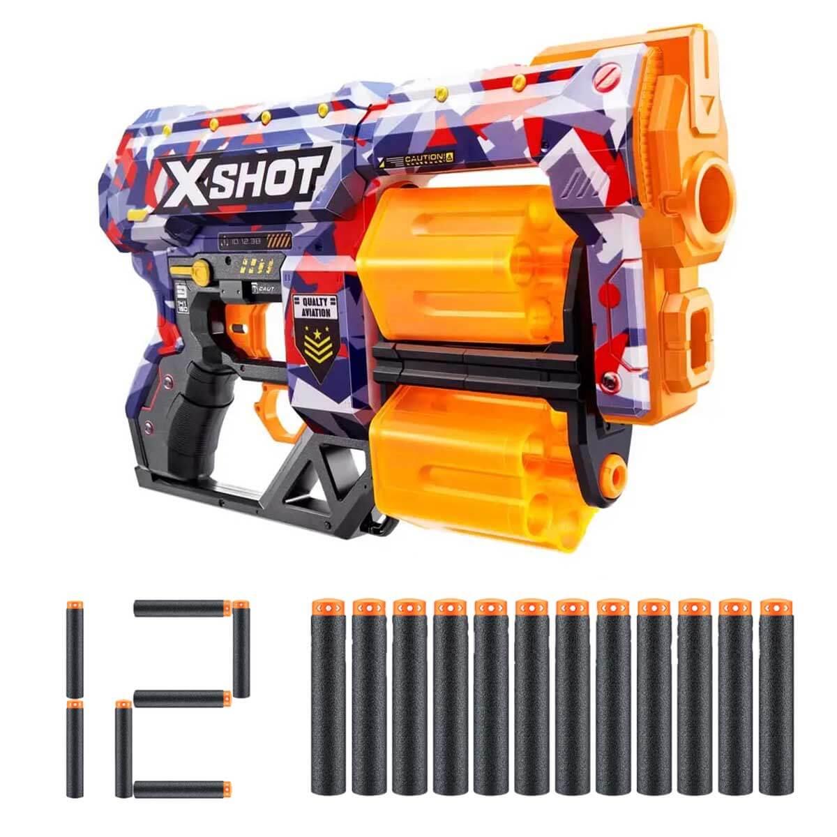 Oyuncak Silahlar, SUNMAN, X-Shot Skins Dread 12 Mermili Sünger Dart Atan Silah 31 cm 37848 Malice
