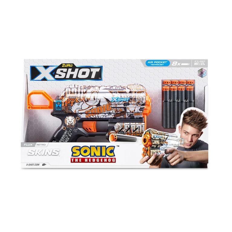 Oyuncak Silahlar, Sunman, X-Shot Skins Flux Sonic The Hedgehog 8 Mermili Sünger Dart Atan Silah 21 cm 57952 Retro