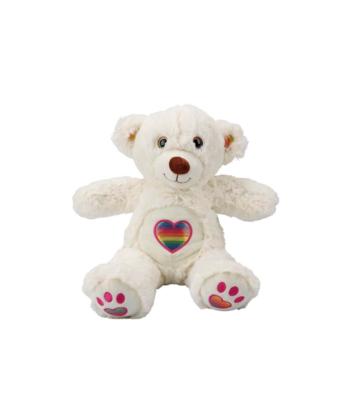 Peluş Hayvanlar, Sunman, Gökkuşağı Kalpli Peluş Ayı 30 cm 31841 Beyaz