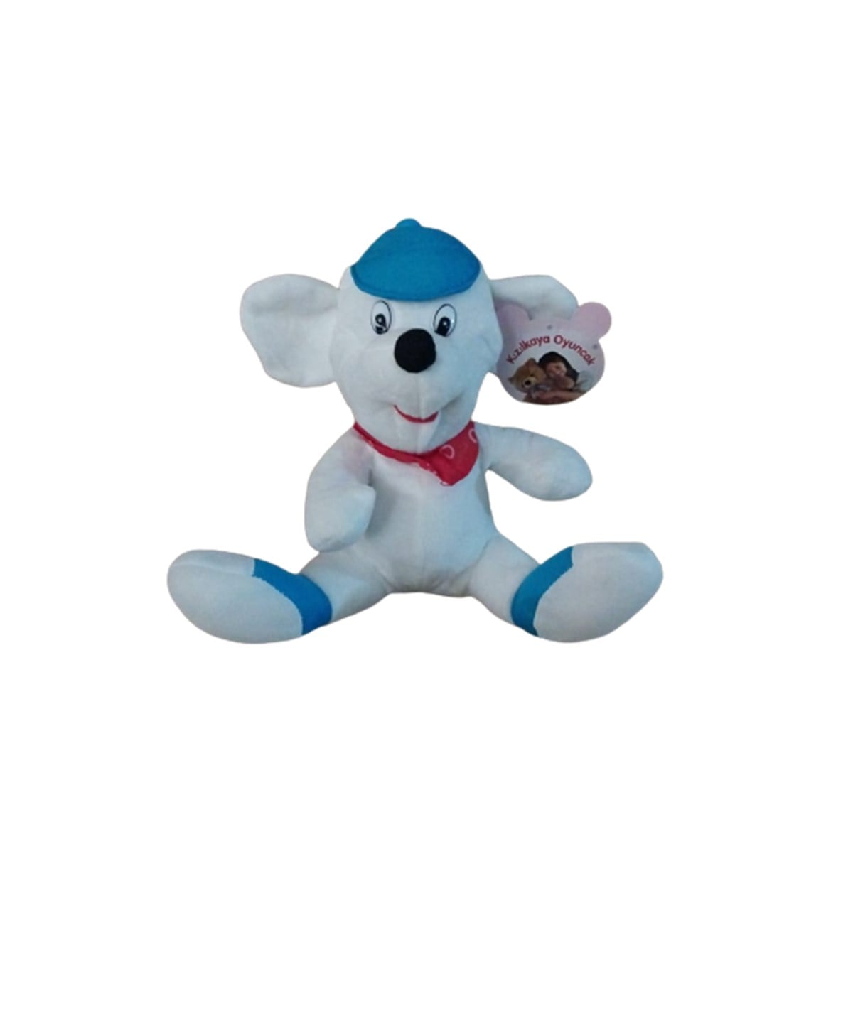 Peluş Hayvanlar, OSMAN KIZILKAYA, Şapkalı Fularlı Peluş Köpek 25 cm 39399 S0171 Mavi