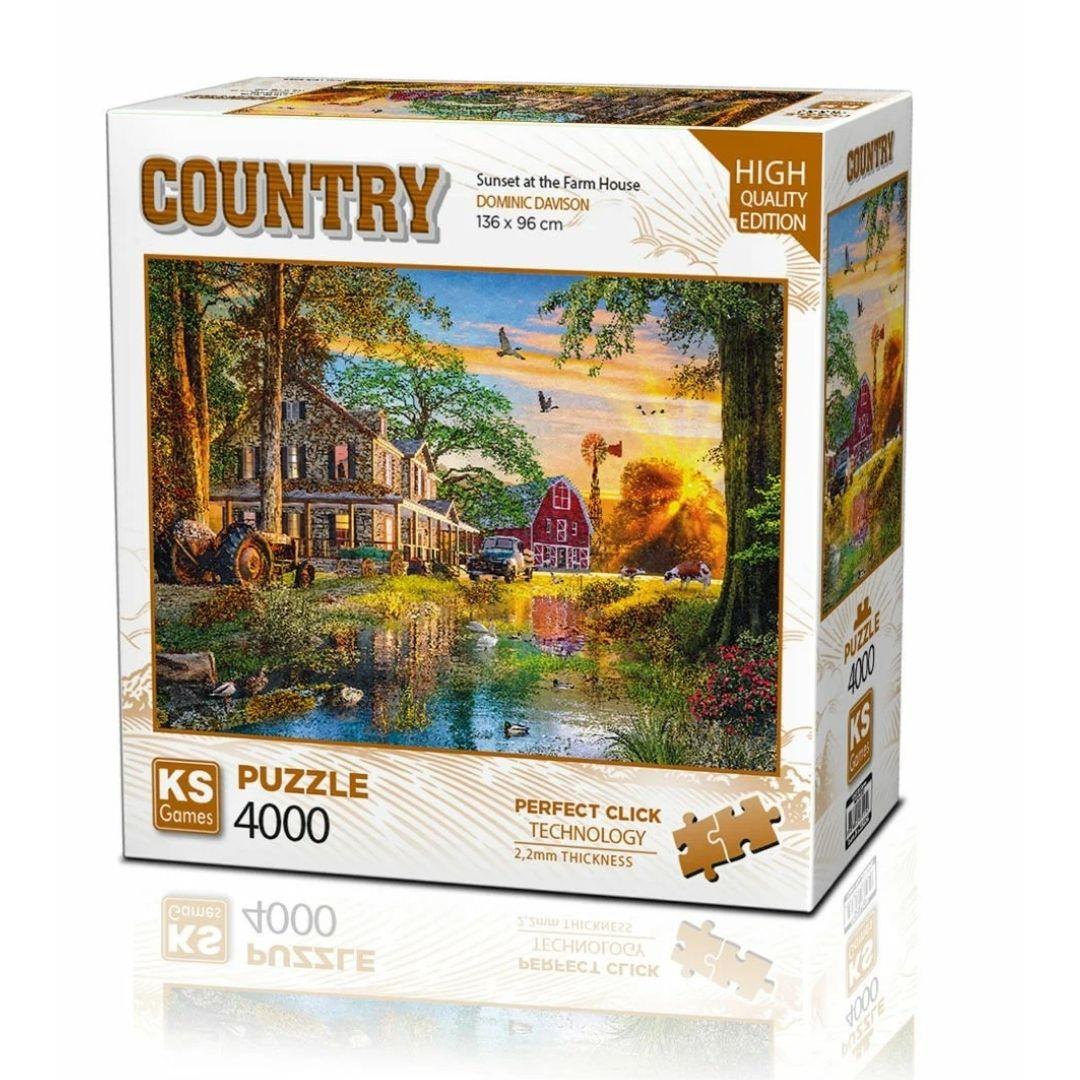 Puzzle ve Yapboz, KS GAMES, Sunset At The Farm House Puzzle 4000 Parça 23505