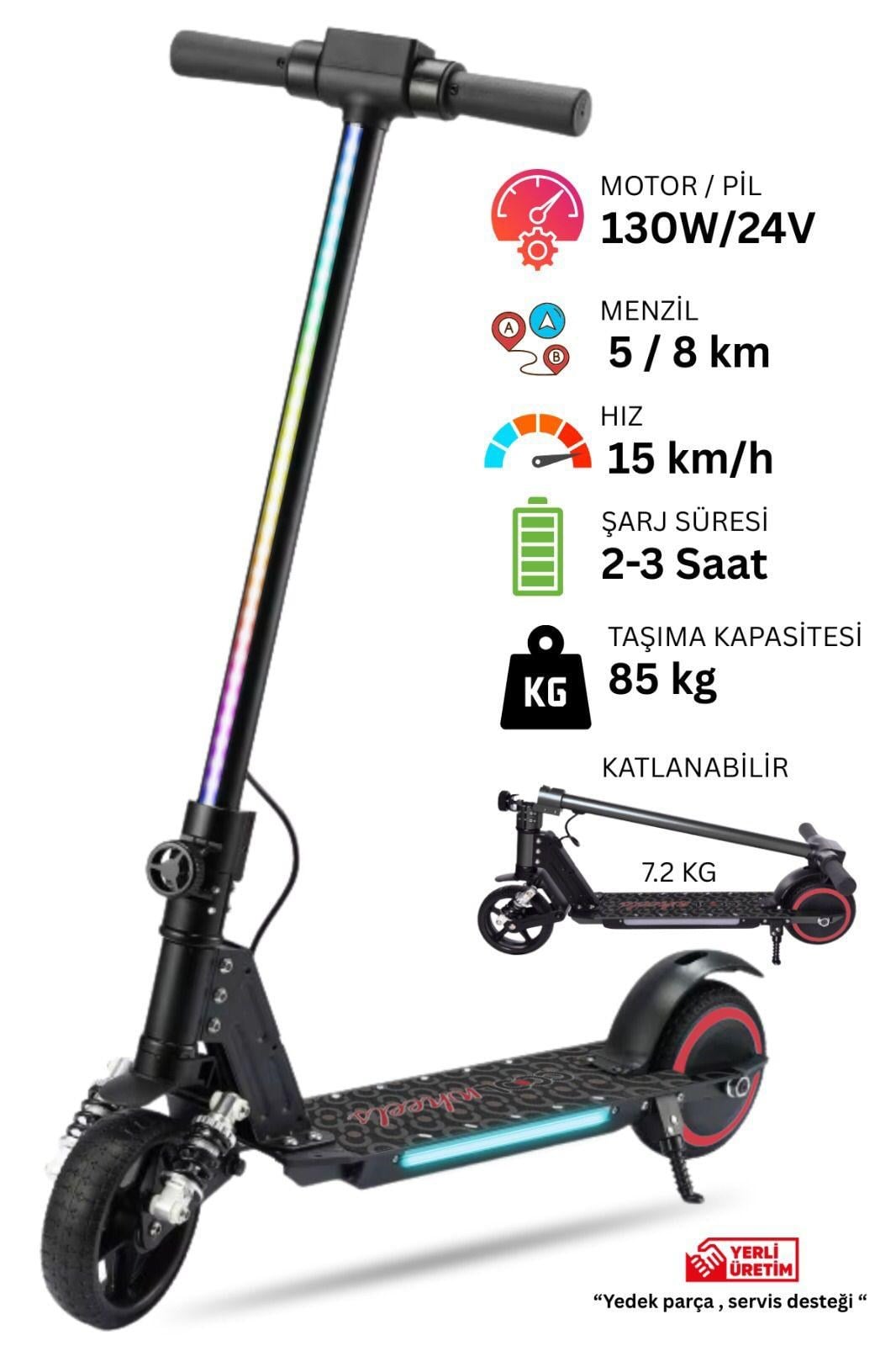 Scooter ve Kaykay, Furkan Toys, Cool Wheels 24 V Elektrikli Scooter Siyah