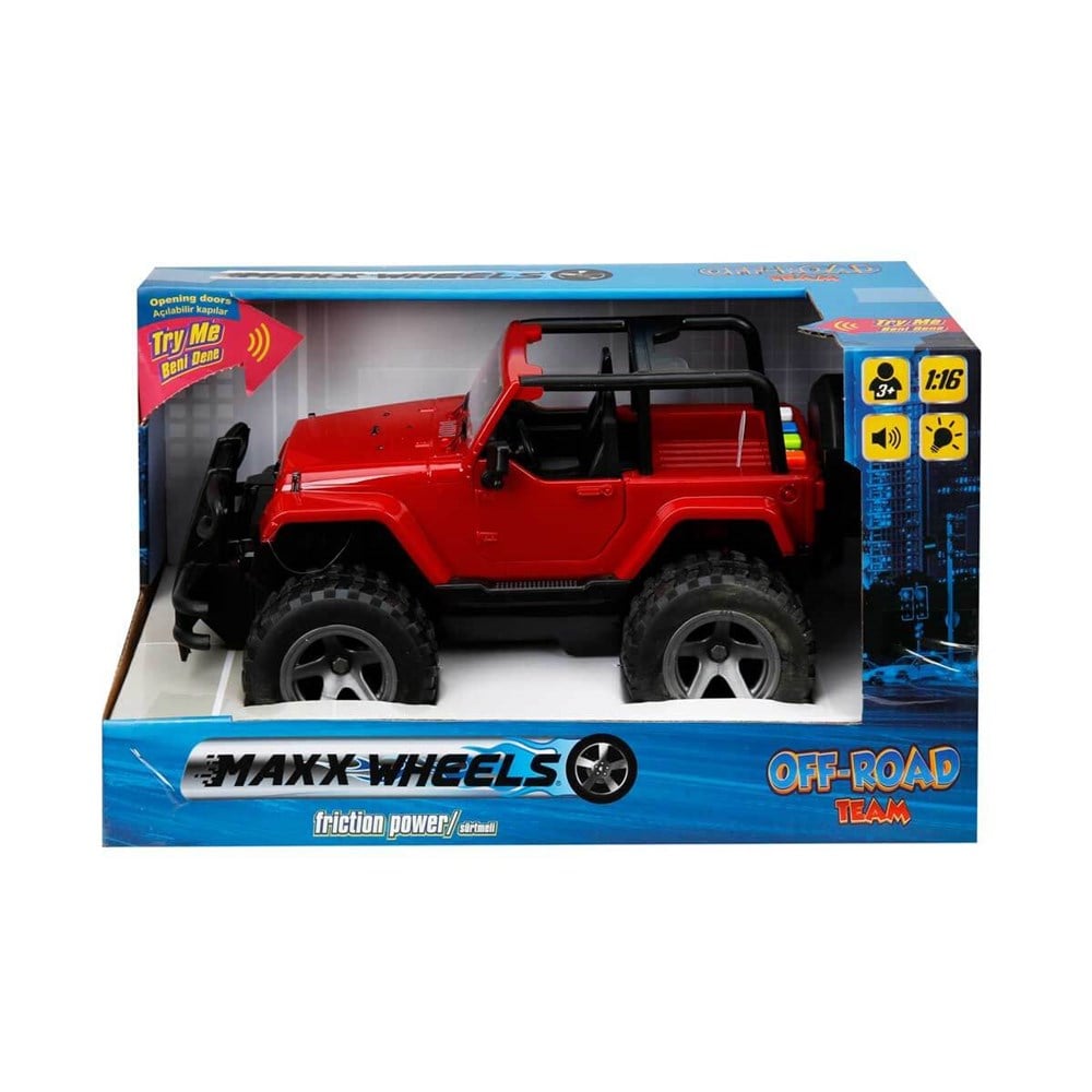 Sesli Işıklı Araçlar, Sunman, 1:16 Sesli ve Işıklı Jeep 03904 Kırmızı