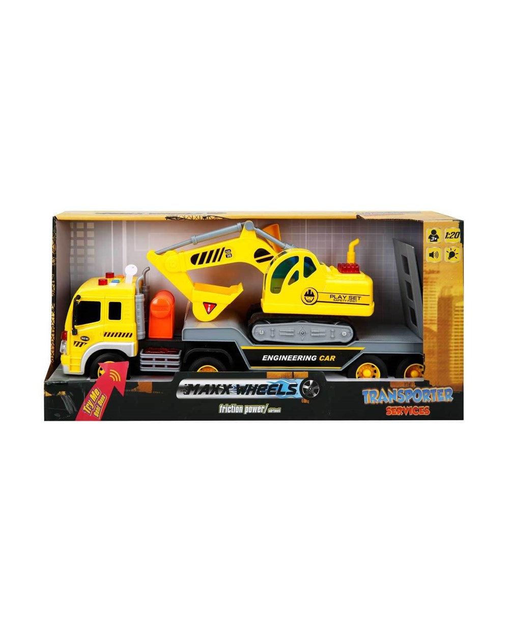 Sesli Işıklı Araçlar, Sunman, Maxx Wheels 1:20 Sesli ve Işıklı Transporter 05700 Transporter Services Kepçe