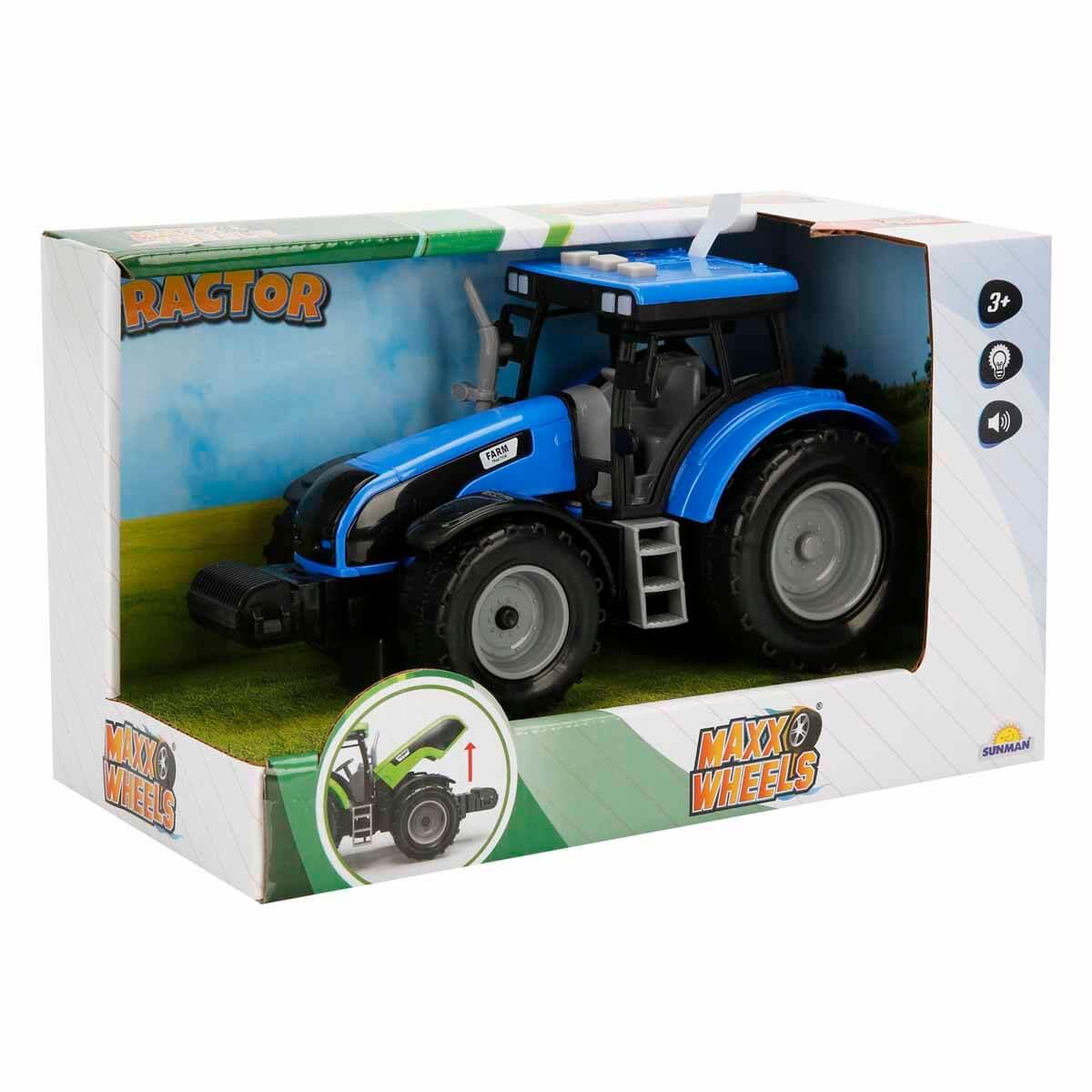 Sesli Işıklı Araçlar, Sunman, Maxx Wheels Sesli Ve Işıklı Traktör 18 cm 26809 Mavi