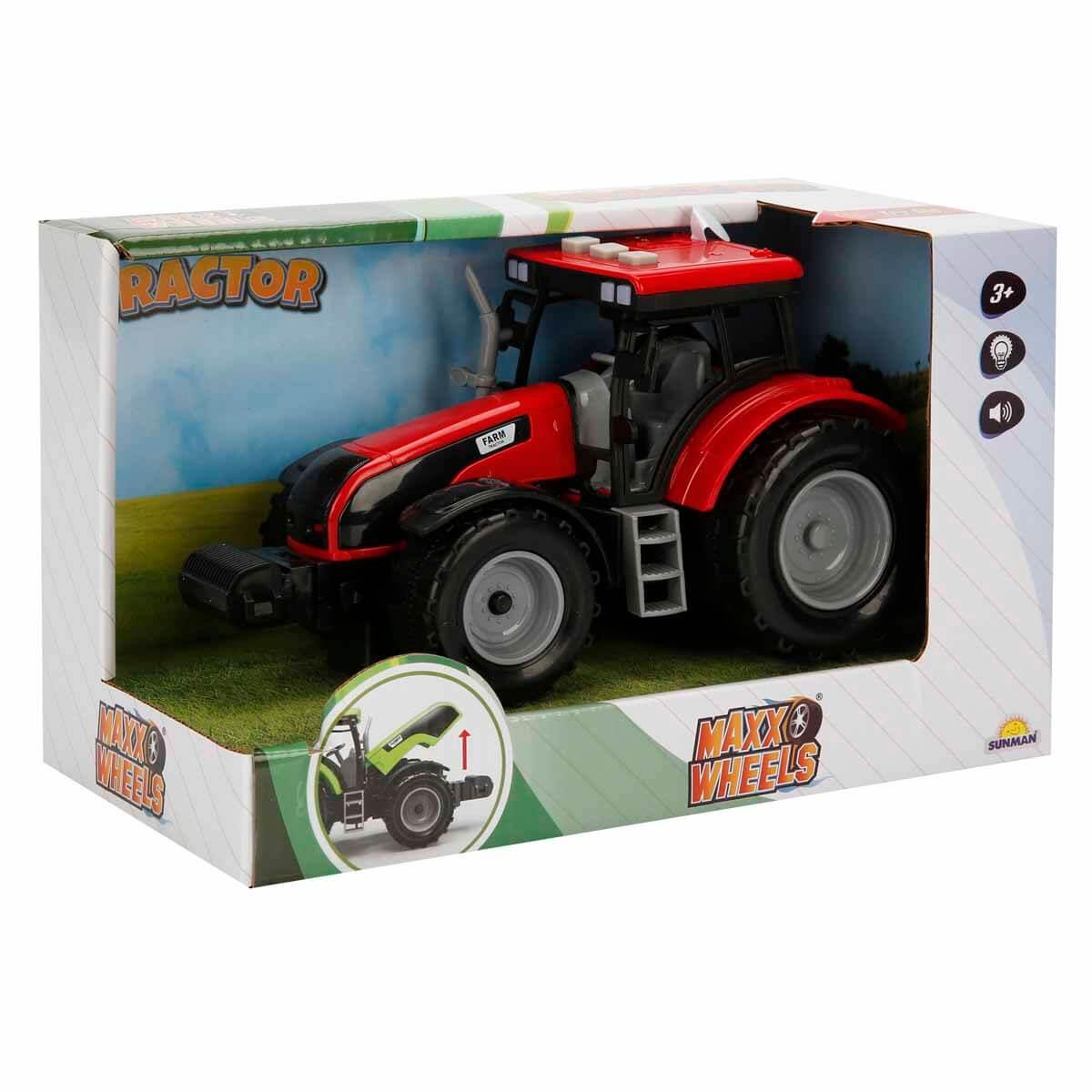 Sesli Işıklı Araçlar, Sunman, Maxx Wheels Sesli Ve Işıklı Traktör 18 cm 26809 Kırmızı