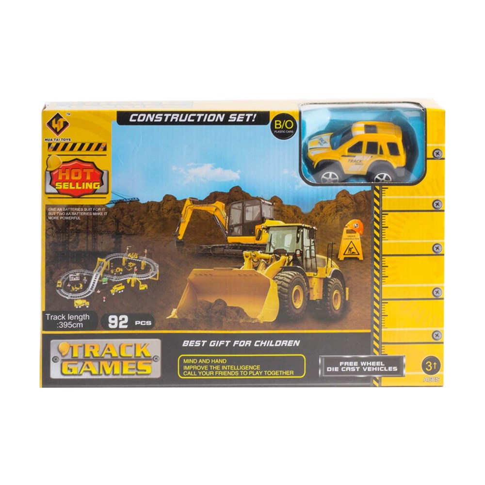 Tren ve Garaj Setleri, Furkan Toys, 395 Cm Pilli İnşaat Pisti FR37722