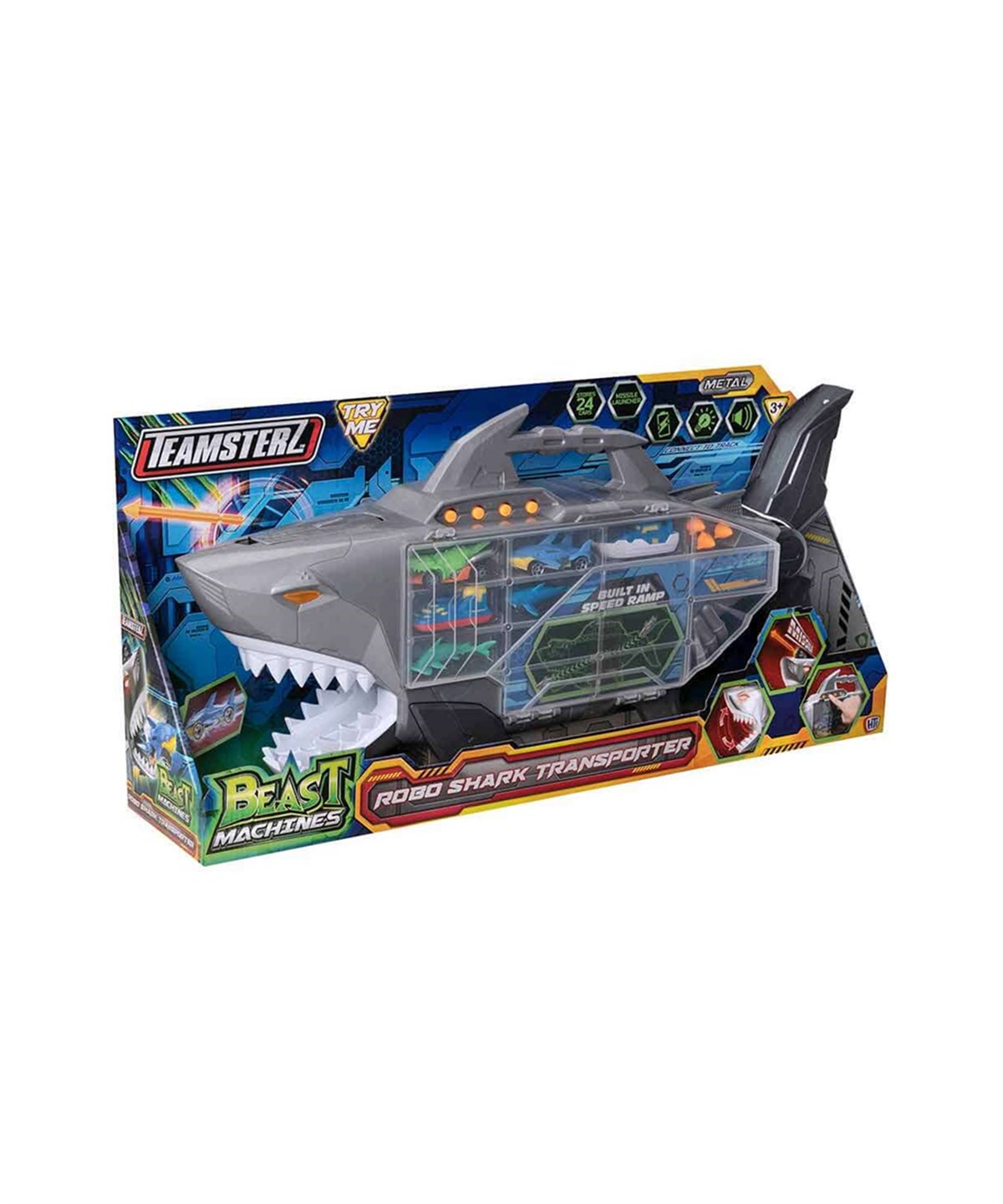 Tren ve Garaj Setleri, Sunman, Teamsterz Beast Machines Robo Shark Çantalı Transporter