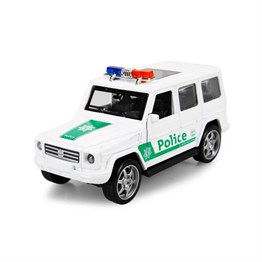 Çek-Bırak ve Sürmeli Arabalar, Sunman, Maxx Wheels Işıklı Polis Jeep Model Arabalar 12 cm. 21071 Beyaz Yeşil Jeep
