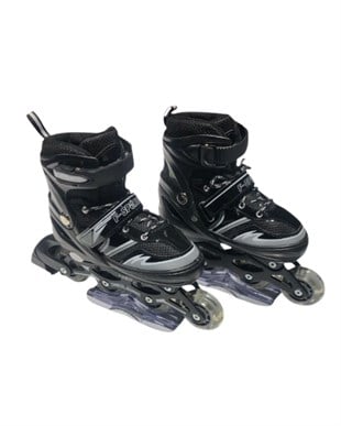 Paten, Furkan Toys, F-Sports Black Ayarlanabilir Işıklı Paten FR38507/S 30-33 Numara Siyah Gri
