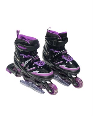 Paten, Furkan Toys, F-Sports Black Ayarlanabilir Işıklı Paten FR38517/M 34-37 Numara Siyah Mor