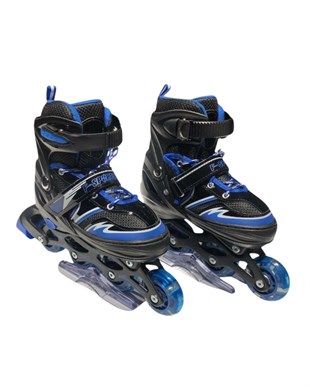 Paten, Furkan Toys, F-Sports Black Ayarlanabilir Işıklı Paten FR38517/M 34-37 Numara Siyah Mavi