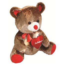 Peluş Hayvanlar, Halley, Peluş Ayı Kahverengi 70cm Kalp Yastıklı