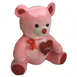Peluş Hayvanlar, Halley, Peluş Ayı Pembe 70cm Kalp Yastıklı