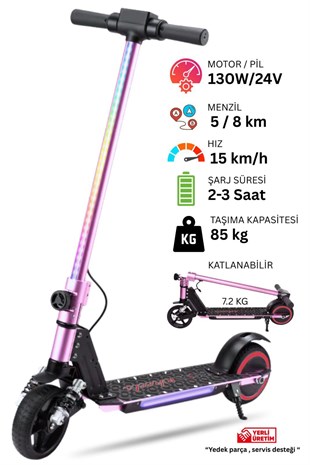 Scooter ve Kaykay, Furkan Toys, Cool Wheels 24 V Elektrikli Scooter Pembe