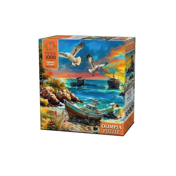 1000 Parça Puzzle, KS GAMES, Lighthouse at Sunset Olimpia Puzzle 1000 Parça 15002