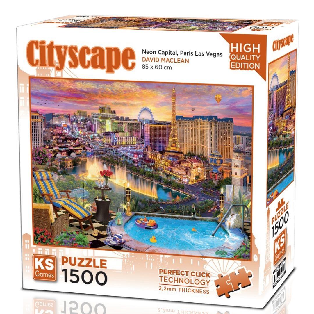 1500 Parça Puzzle, KS GAMES, Neon Capital, Paris Las Vegas Puzzle 1500 Parça 22038
