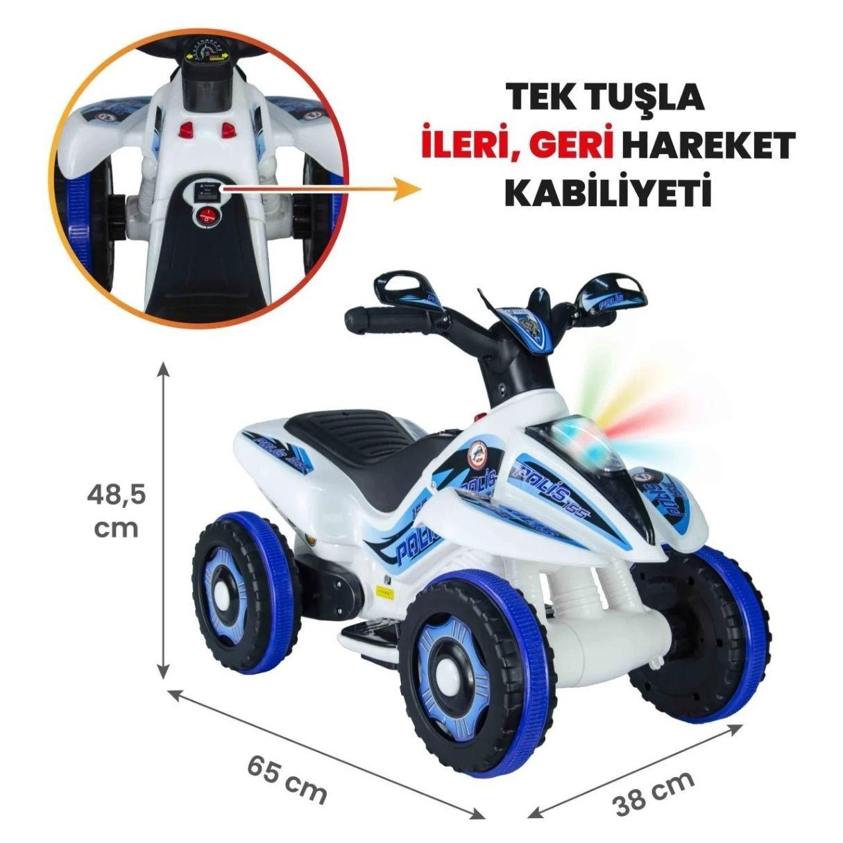 Akülü Arabalar, UJ TOYS, Uj Toys Safari ATV Beyaz Polis
