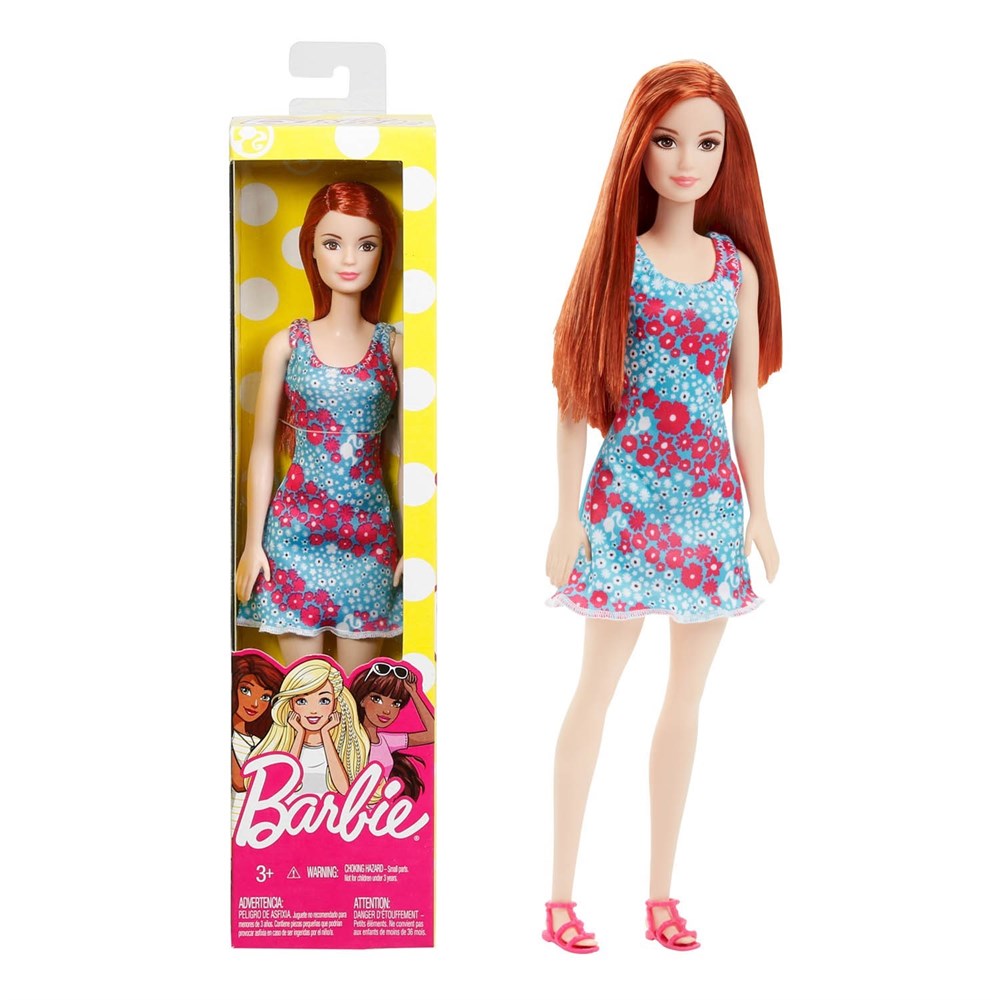 Barbie Şık Barbie Mavi Elbiseli Çiçekli DVX91