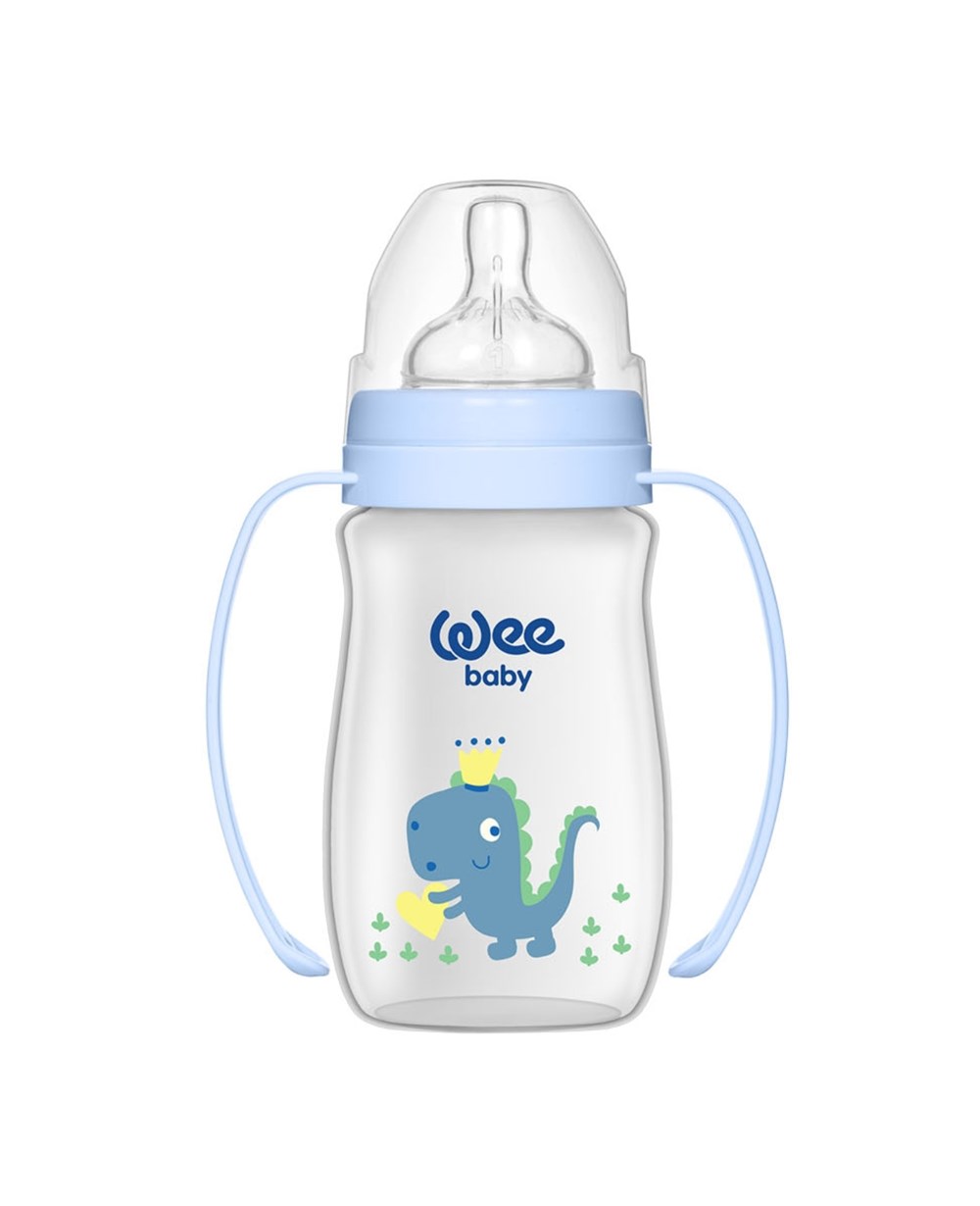 Biberon, WEE BABY, Wee Baby Klasik Plus Geniş Ağızlı Kulplu PP Biberon 250 ml 01381 Mavi
