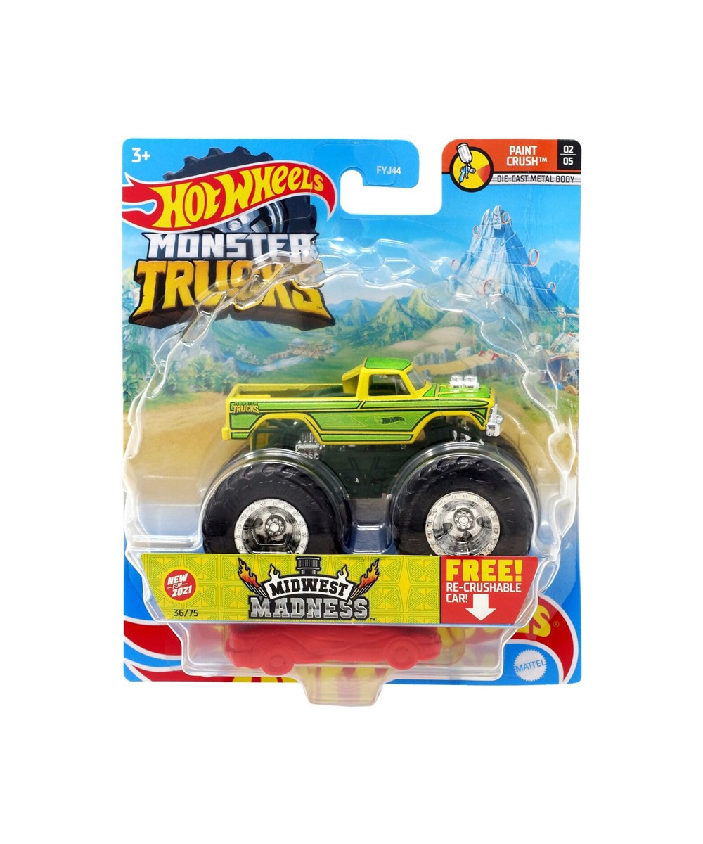 Breadcrumbut, Hot Wheels, 1:64 Hot Wheels Monster Trucks Araba FYJ44 GTH83 MIDWEST MADNESS