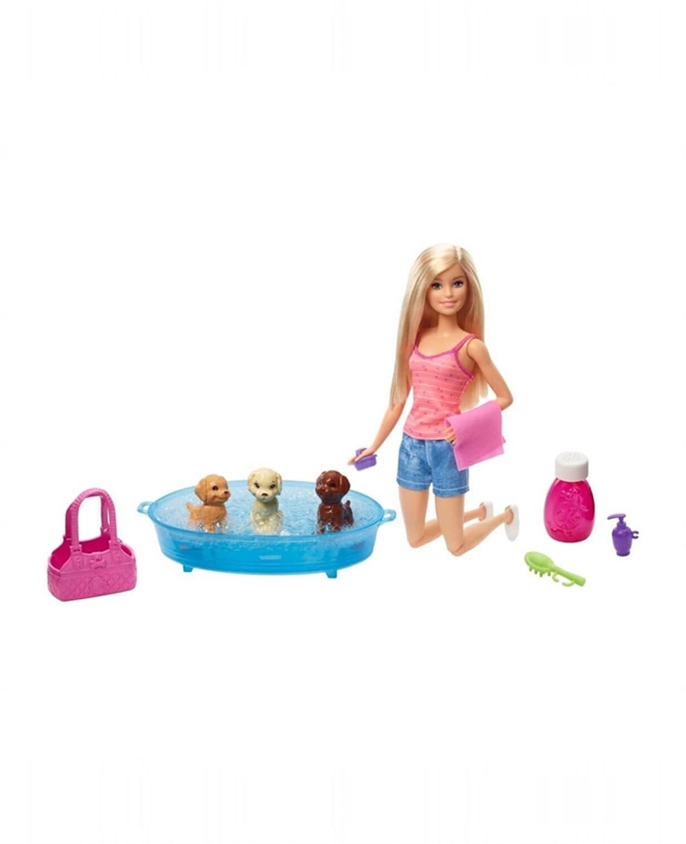 Breadcrumbut, Barbie, Barbie Bebek ve Aksesuarları 3 Yavru Köpekli Oyun Seti GDJ37
