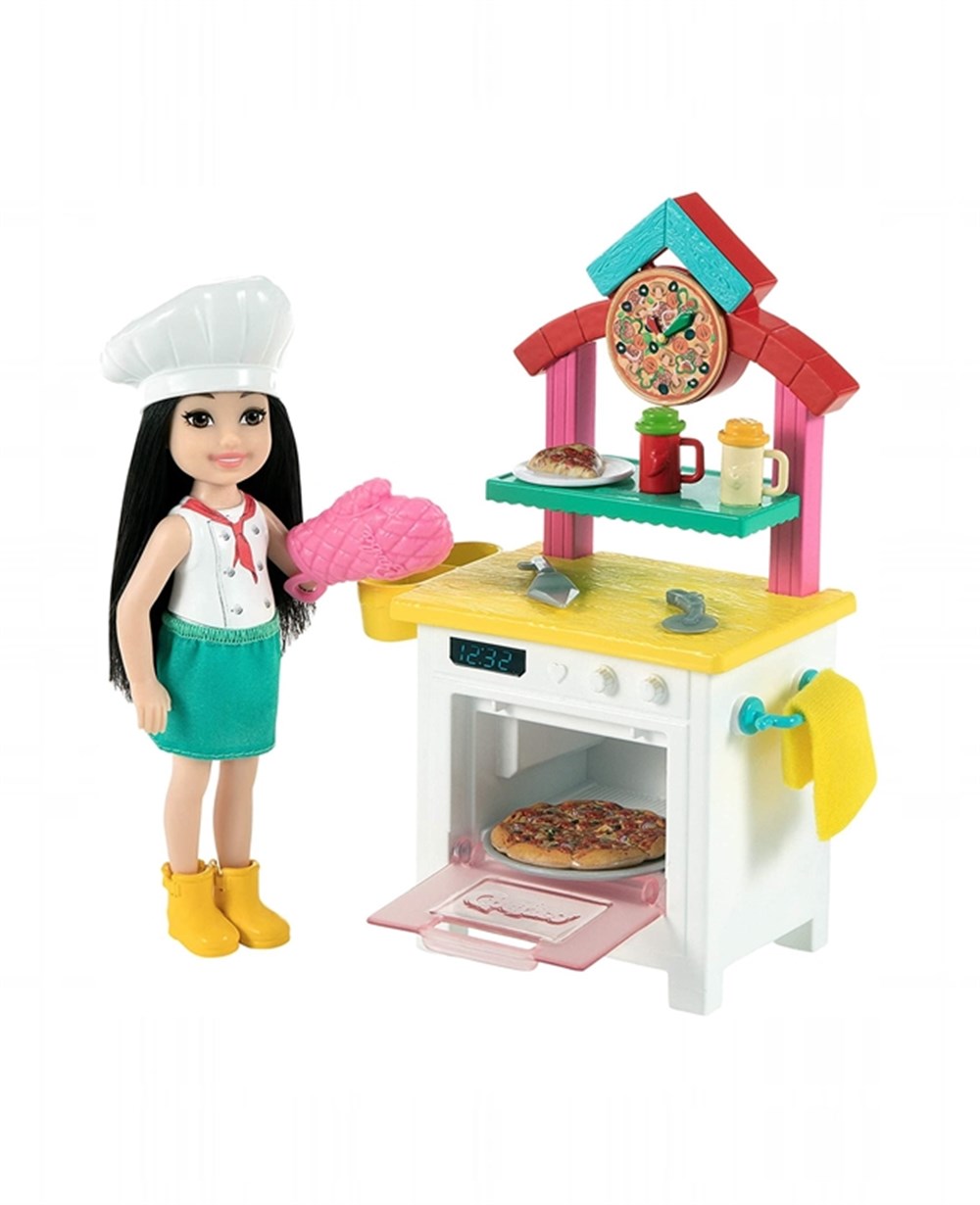 Breadcrumbut, Barbie, Barbie Chelsea Meslekleri Öğreniyor Bebek ve Oyun Setleri Serisi GTR88 GTN63 Pizza Şefi