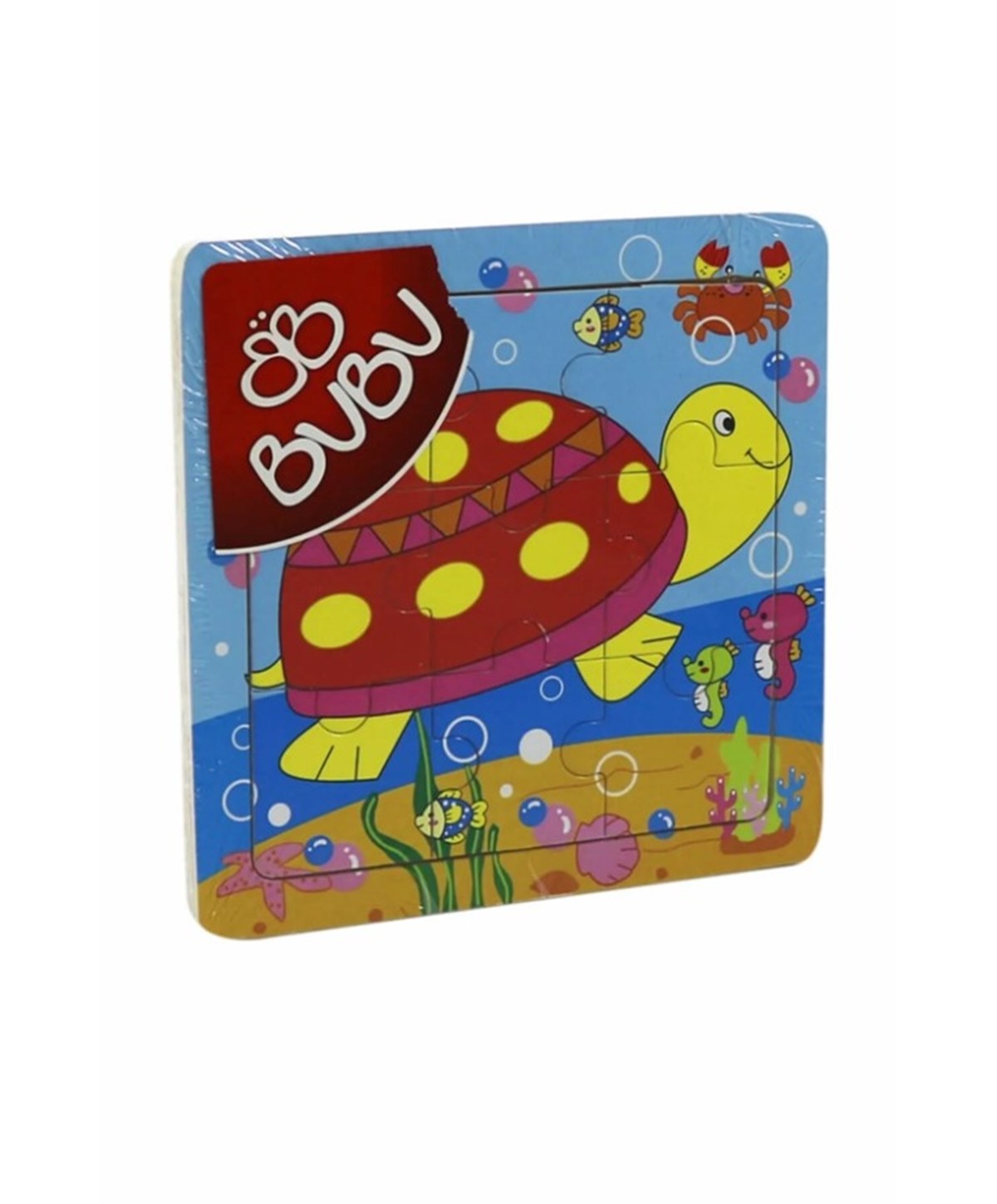 Breadcrumbut, BuBu, BuBu Ahşap Puzzle Bubu00115 15x15cm 54848 Kaplumbağa