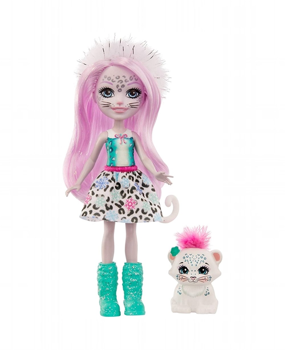 Breadcrumbut, Enchantimals, Enchantimals Karakter Bebekler DVH87 GJX42 Sybill Snow Leopard ve Flake