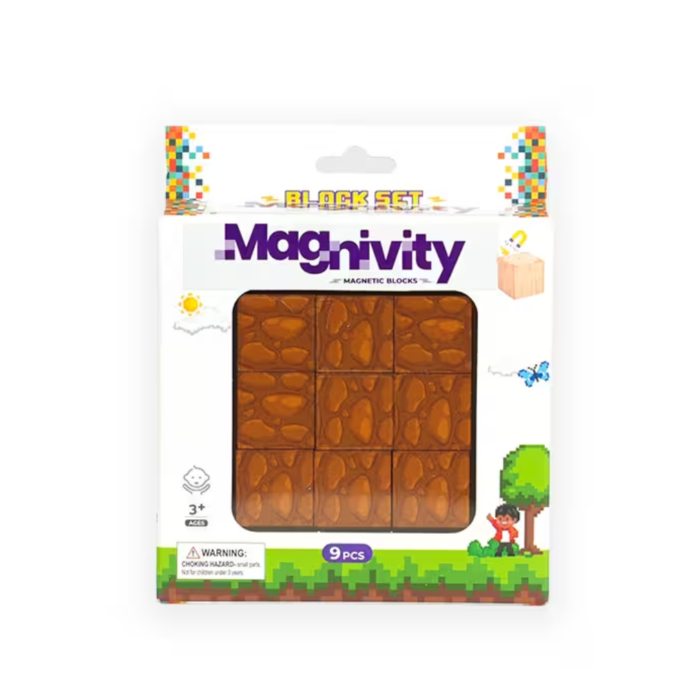 Breadcrumbut, MEGA OYUNCAK, Magnivity Manyetik Bloklar 9 Parça Tuğla Desenli