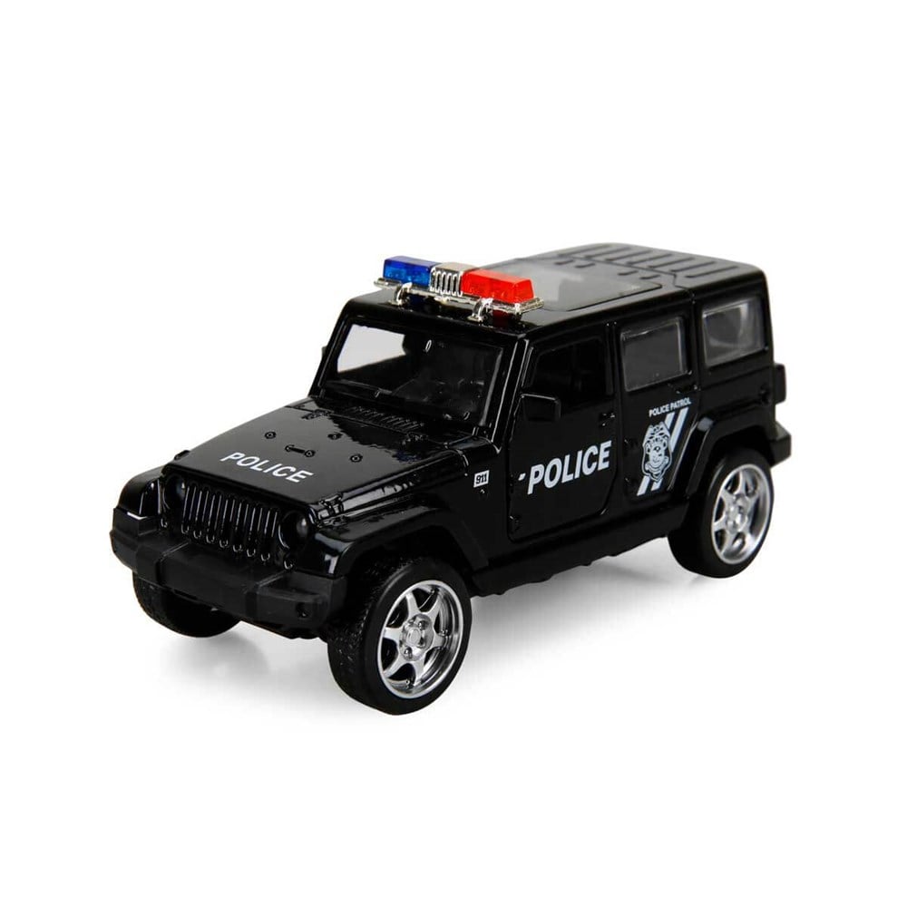 Breadcrumbut, Sunman, Maxx Wheels Işıklı Polis Jeep Model Arabalar 12 cm. 21071 Siyah Jeep