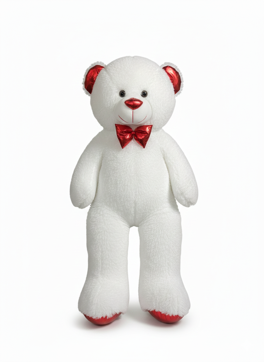 Breadcrumbut, Sunman, Parlak Papyonlu Peluş Ayı 100 cm 27105 Beyaz