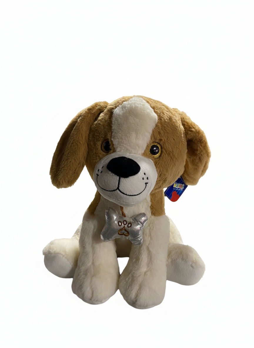 Breadcrumbut, Sunman, Sesli Peluş Köpek 35 cm Beyaz Kahve