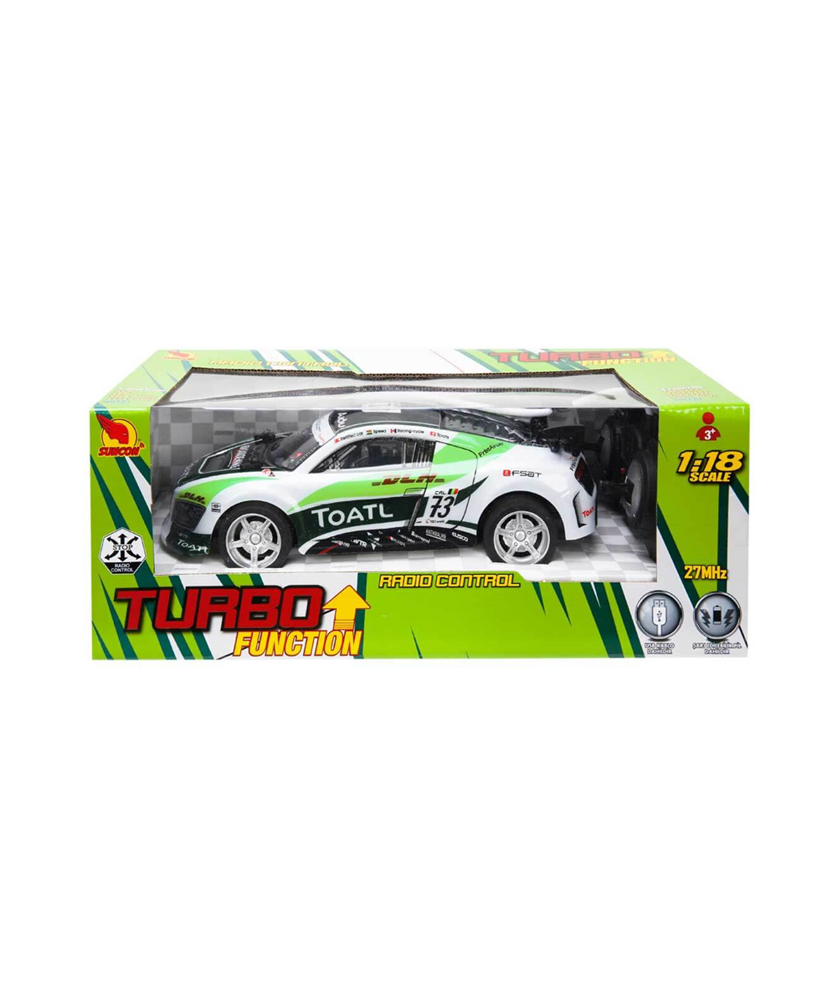 Breadcrumbut, Sunman, Suncon 1:18 Uzaktan Kumandalı Turbo Rally Araba 13557 Yeşil Toatl