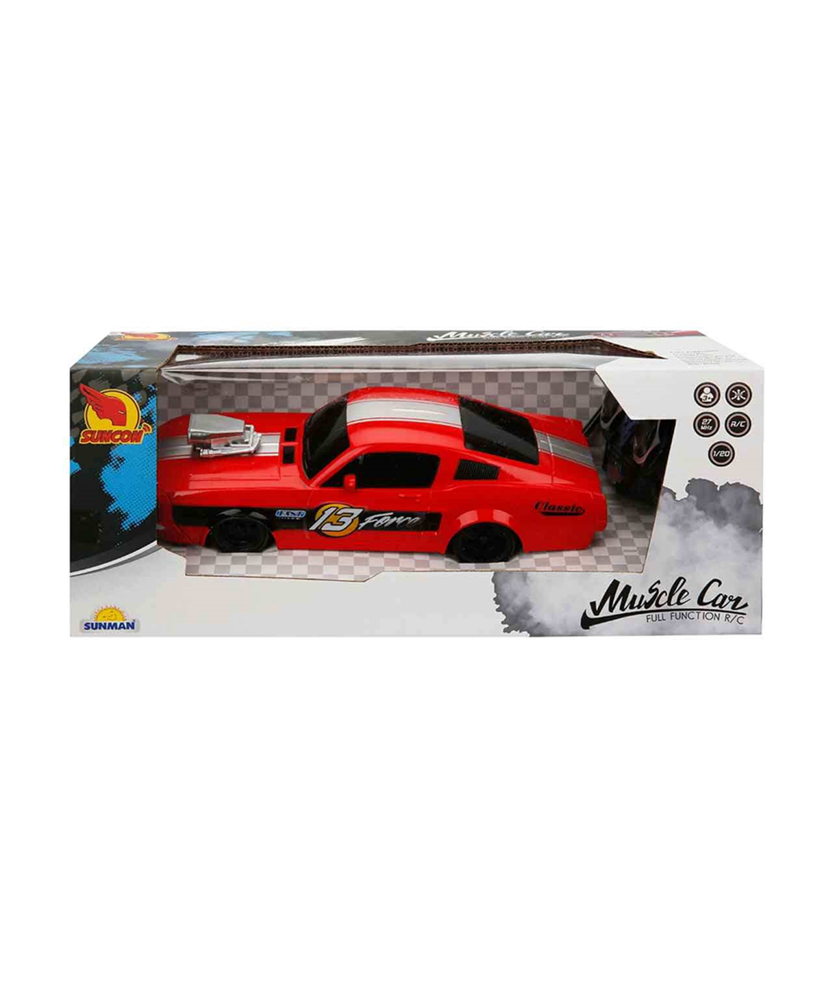 Breadcrumbut, Sunman, Suncon 1:20 Muscle Uzaktan Kumandalı Araba 20 cm 25413 Kırmızı 13 Force