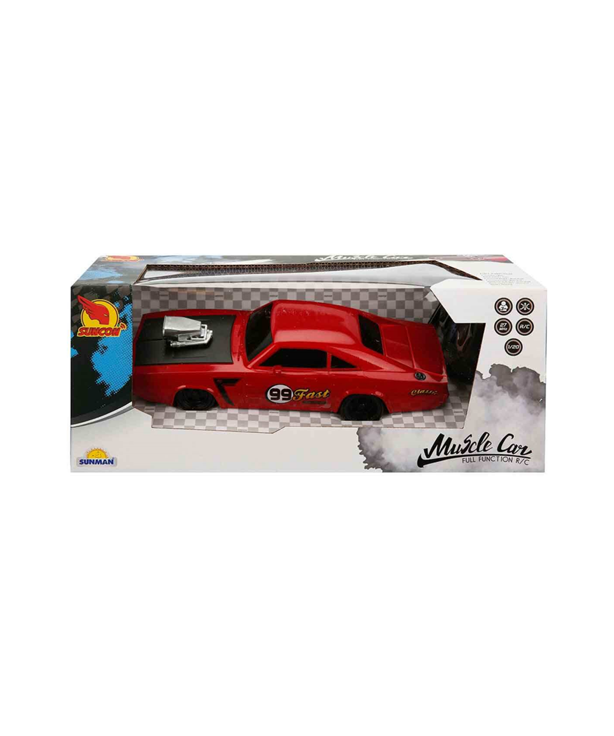 Breadcrumbut, Sunman, Suncon 1:20 Muscle Uzaktan Kumandalı Araba 20 cm 25413 Kırmızı 99 Fast