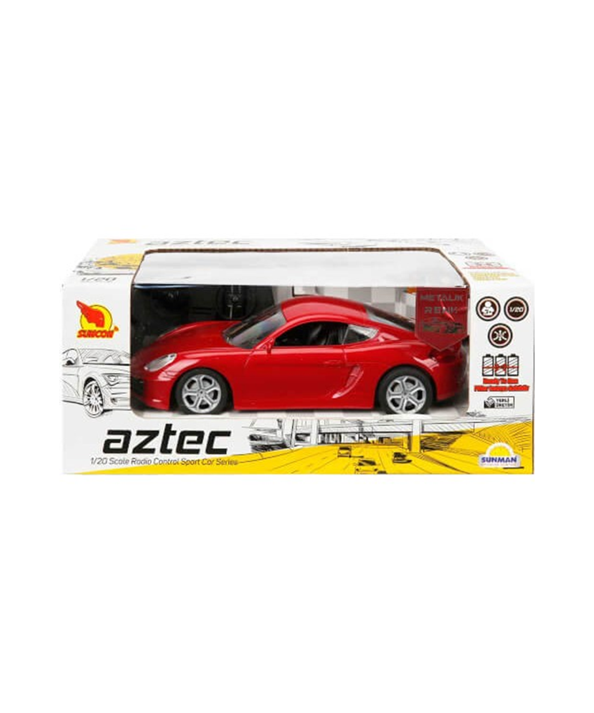 Breadcrumbut, Sunman, Suncon 1:20 Uzaktan Kumandalı Suncon Metalik Araba 31322 Porsche Metalik Kırmızı