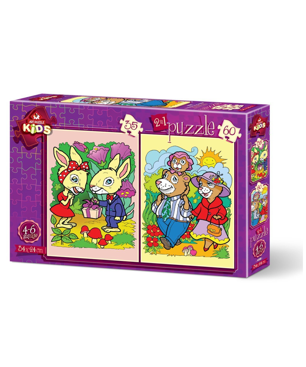 Breadcrumbut, ART PUZZLE, TAVŞANLAR VE AYI AİLESİ - 35+60 PARÇA